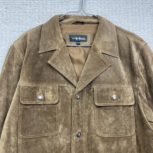 Hathaway Suede Leather Jacket Men’s Sz M Light Brown Classic Casual Outerwear - Picture 2 of 15